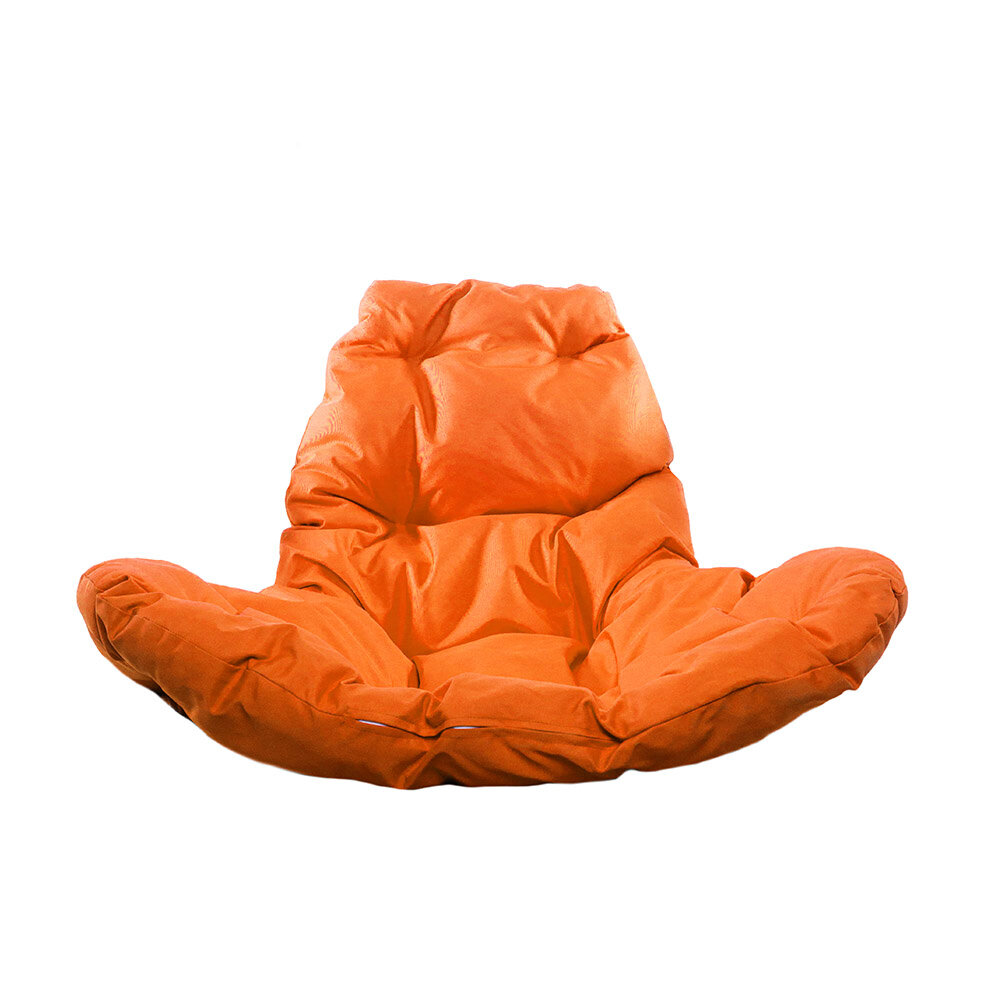 Подвесное кресло из ротанга "Капля" белое с оранжевой подушкой M-Group - фотография № 4