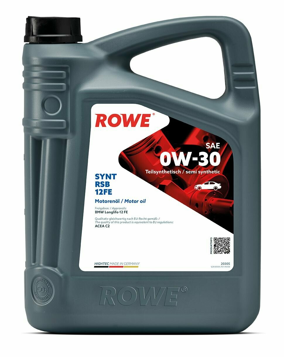 Масло моторное ROWE HIGHTEC SYNT RSB 12FE SAE 0W-30 NEW (5 л)