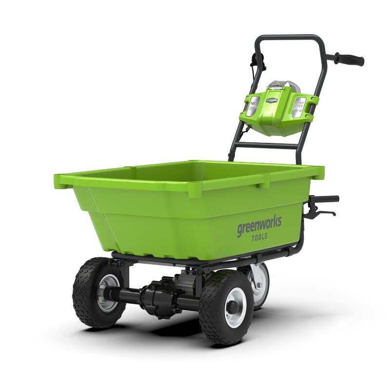 Садовая тележка аккумуляторная самоходная Greenworks G40GC 40V, объем ковша 106 л, без АКБ И ЗУ, щеточный двигатель - фотография № 1