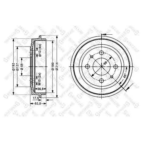 Барабан тормозной Stellox 6025-2309-SX 180x38.6 для Lancia Ford Fiat