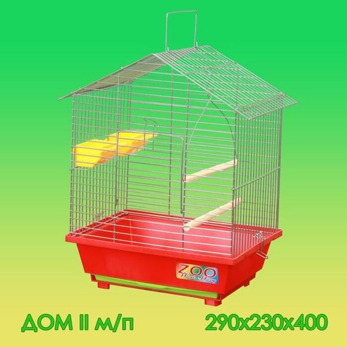 Клетка для птиц 29 х 23 х 40 см, домик, красная, 1 комплект