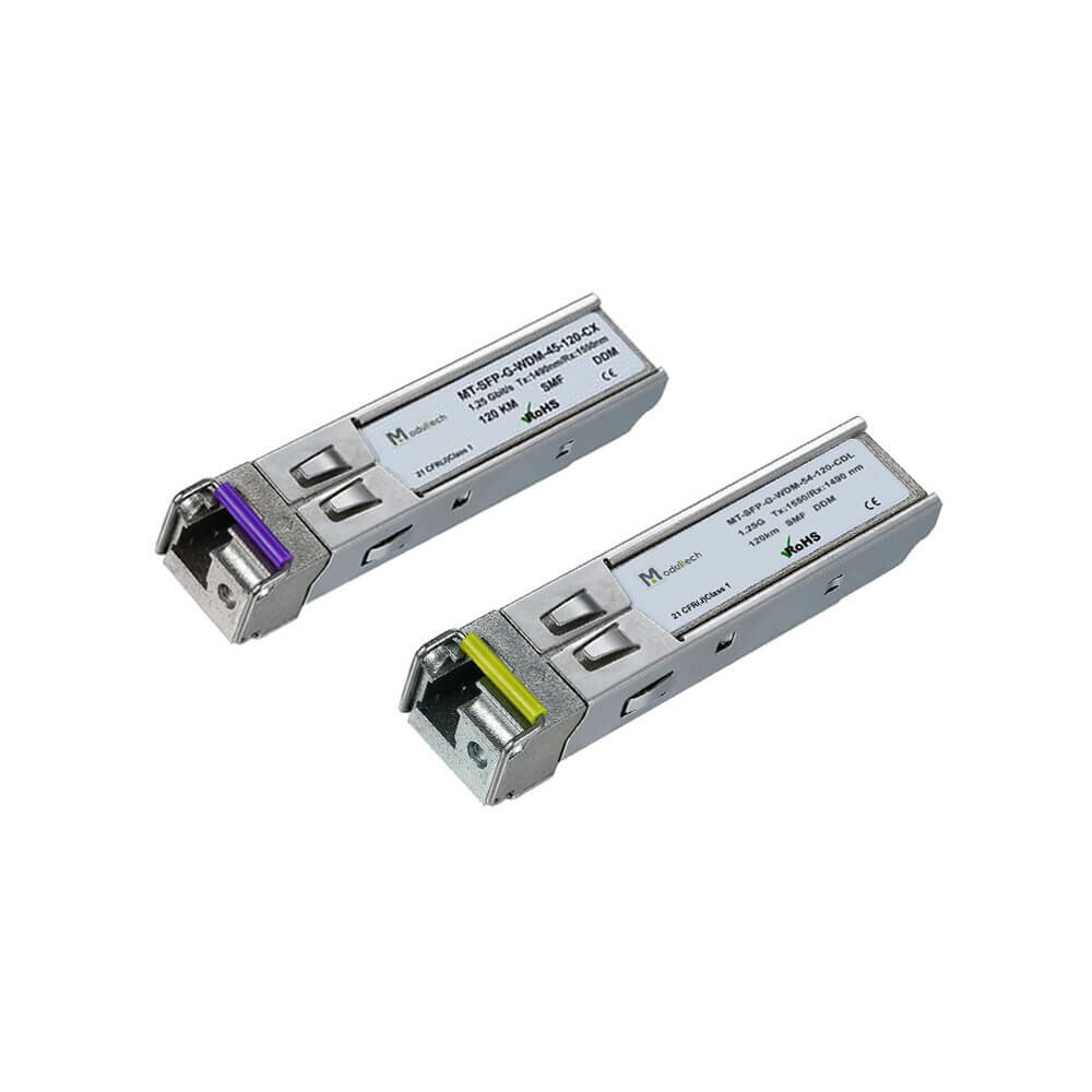 Комплект SFP WDM 1,25 Гбит/с, 120 км, 1490 | 1550 нм, LC, SMF, DDM