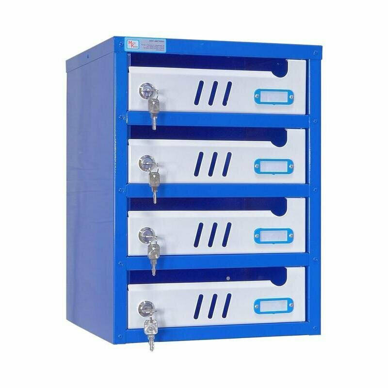 Ящик почтовый ЯПС-3 4-секционный металлический белый/синий (310 x 320 x 420 мм) - фотография № 3