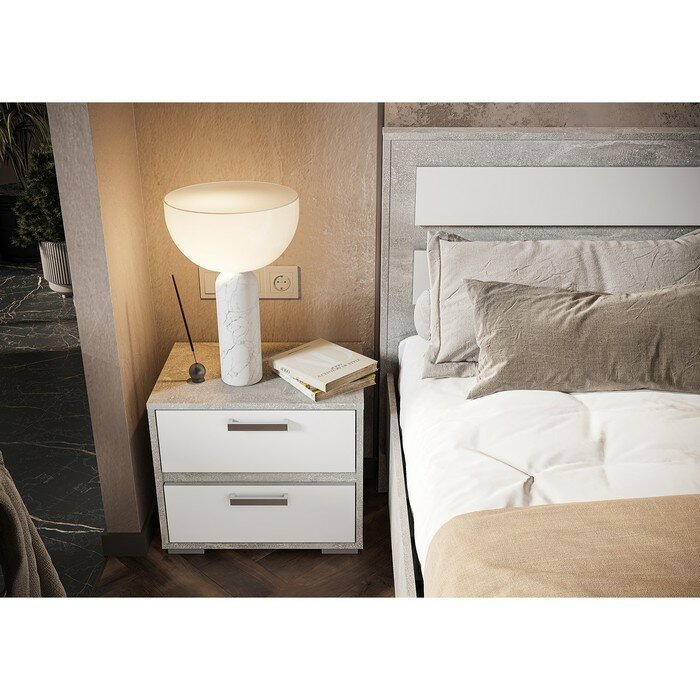 фото Тумба прикроватная Денвер, 500х354х448, Белый/Ателье светлый