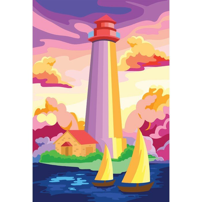 фото Алмазная мозаика с полным заполнением на холсте «Маяк» , 20 х 30 см
