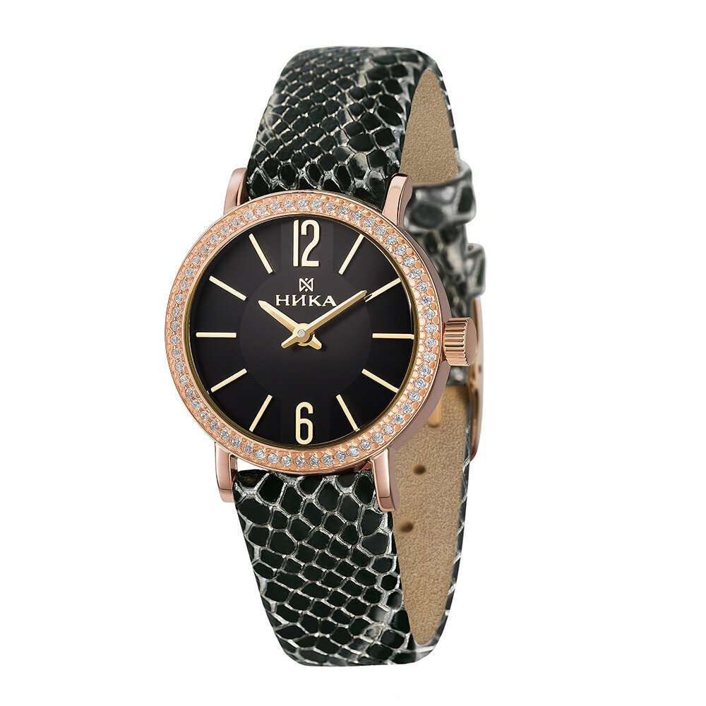 Золотые женские часы НИКА Slimline с фианитами арт. 0102A.2.1.54B