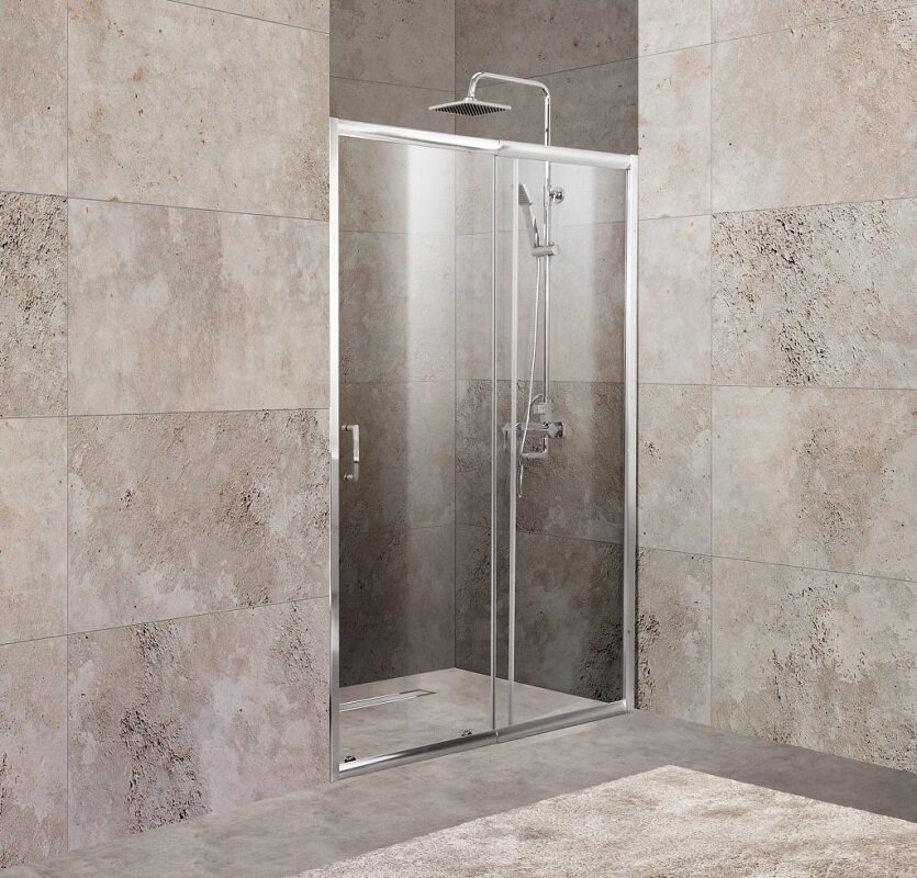 BelBagno Душевая дверь BelBagno Unique UNIQUE-BF-1-100/115-C/P-Cr, 100-115 х 190 см, стекло прозрачное/матовое, цвет профиля хром