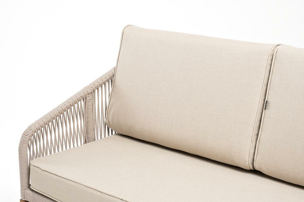 Диван 4SIS "Канны" диван 2-местный плетеный из роупа, основание дуб, роуп бежевый круглый, ткань бежевая арт. KAN-S-2-T001 beige(beige) - фотография № 7