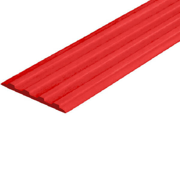 Противоскользящая тактильная направляющая полоса самоклеящаяся накладка на ступени 29 мм х 25м, красный