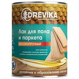 Лак для паркета Drevika и мебели , алкидный, глянцевый, 0,8 кг