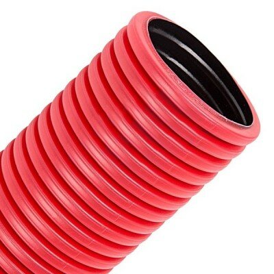 Труба гофрированная ПНД 110 мм, 20 (м) двухслойная SN6, ливневая, дренажная, для кабеля, красная без перфорации - фотография № 3