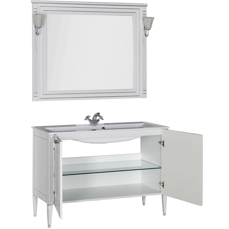 Комплект мебели для ванной Aquanet Паола 120 182131 Белый Серебро - фотография № 6