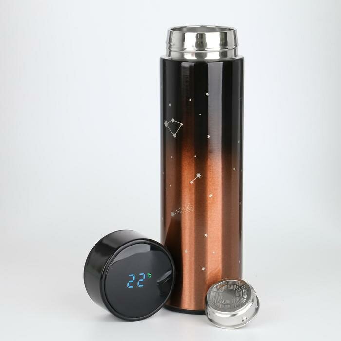 Термос, серия: Basic, "Созвездие" 500 мл, сохраняет тепло 10 ч, с термометром, бронзовый - фотография № 3