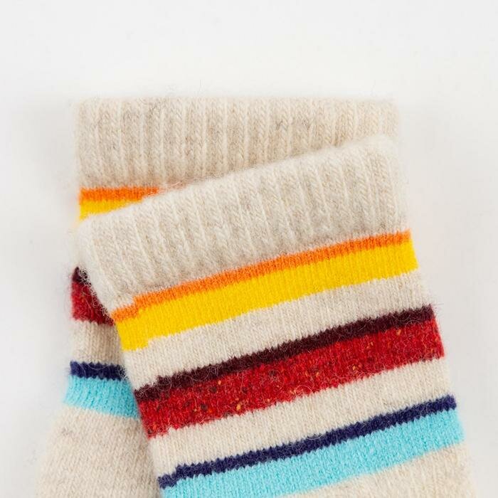 Носки детские из монгольской шерсти "Цветные полосы", размер 12-14 см - фотография № 2
