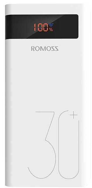 Мобильный аккумулятор Romoss Sense 8P+ 30000mAh 3A QC 2xUSB белый