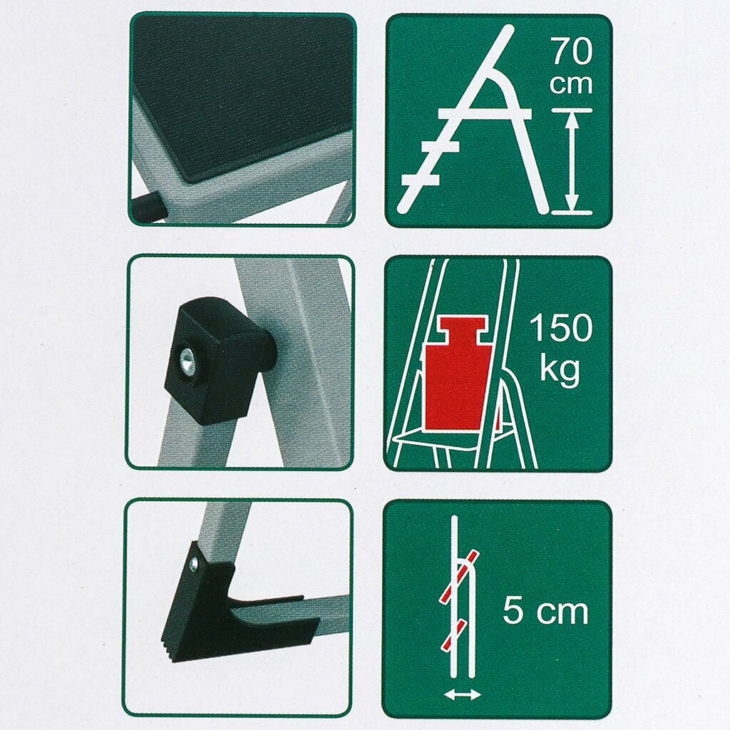 Стремянка 1 секция, 3 ступени, металл, 1.053 м, 150 кг, WK6018-3A - фотография № 7