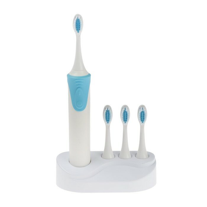 Электрическая зубная щётка Luazon LP-009, вибрационная, 8500 дв/мин, 4 насадки, 2хАА, синяя - фотография № 1