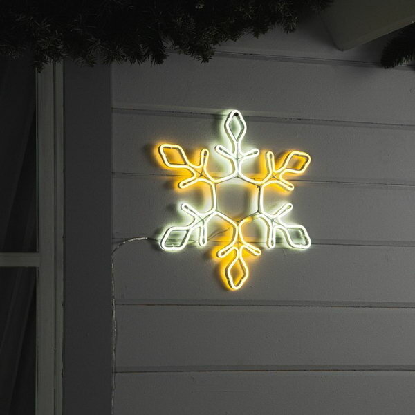 Неоновая фигура "Снежинка", 37 см, 288 LED, 12 В, 8 режимов, свечение белое/тёплое белое