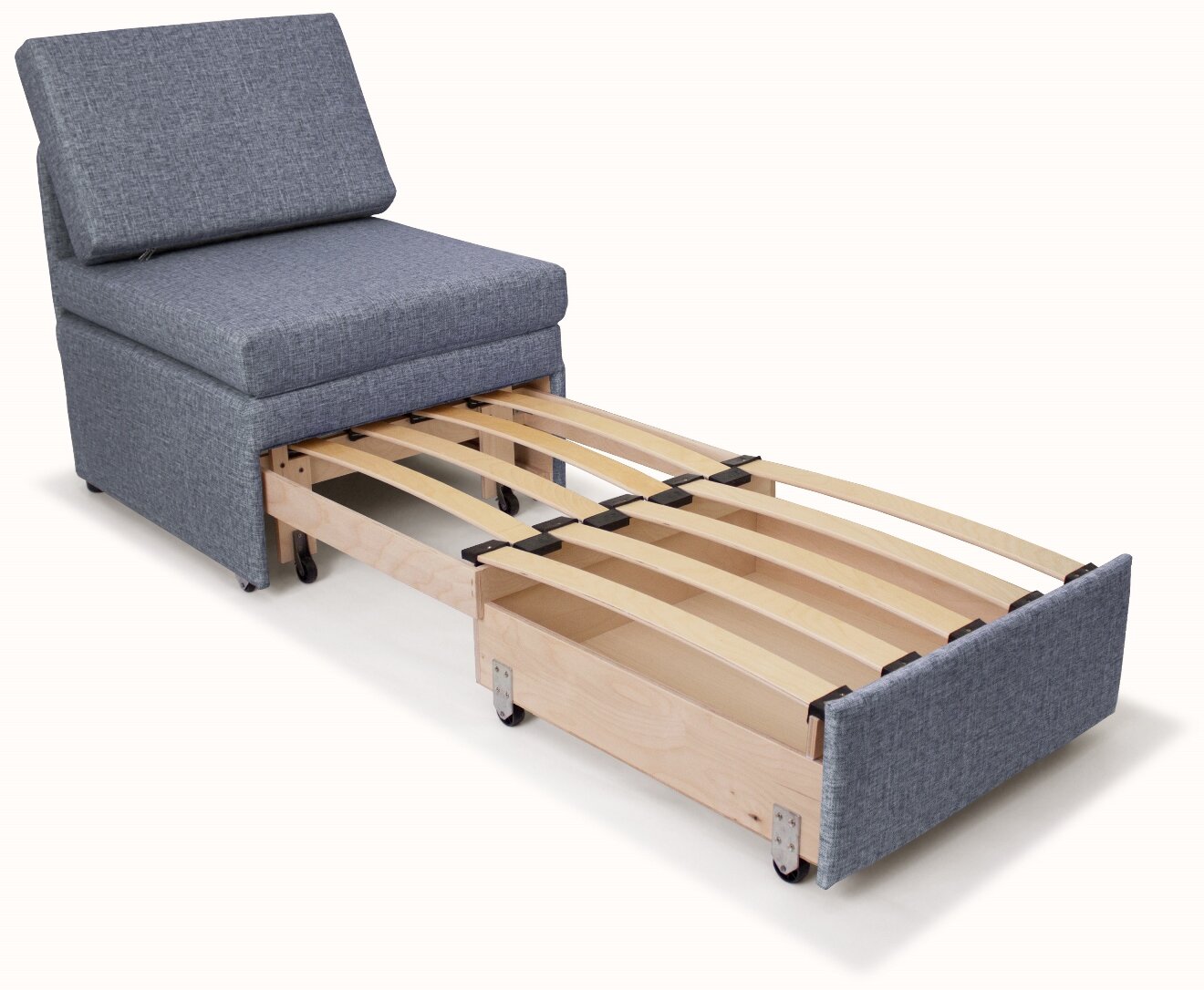 Кресло-кровать Миник 3в1: кресло, кровать, кушетка. 65х89х74 см, с ящиком, выкатной механизм трансформации, велюр Rich Grey - фотография № 4