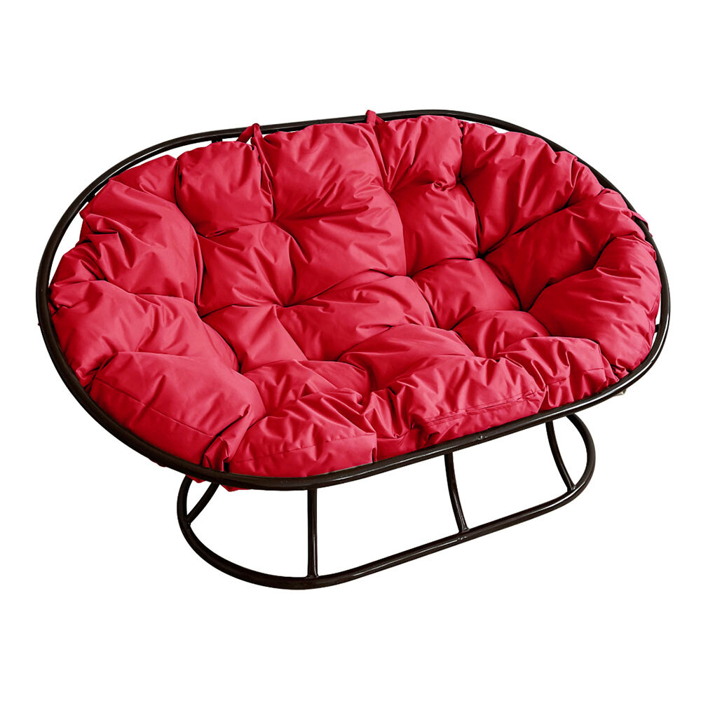 Садовый диван "Мамасан" без ротанга черное с красной подушкой M-Group - фотография № 2