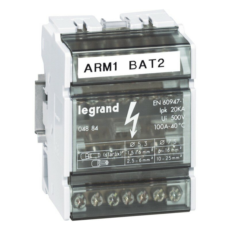 Legrand Модульный распределительный блок - 4П - 100 A - 7 подключений 004884 1 шт.