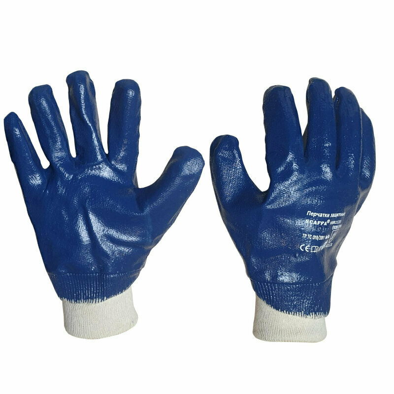 Перчатки защитные Scaffa NBR1530 хлопковые с нитрильным покрытием синие размер 9 L, 1524689 - фотография № 2