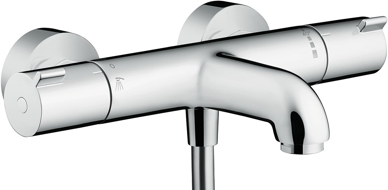 Смеситель для ванны с душем Hansgrohe Ecostat 1001 CL ВМ 13201000 термостат + душевой гарнитур Croma Select E Vario 26582400 - фотография № 1