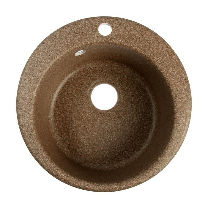 Мойка для кухни из камня ZEIN 50/Q9, d=467 мм, круглая, перелив, цвет терракот - фотография № 1
