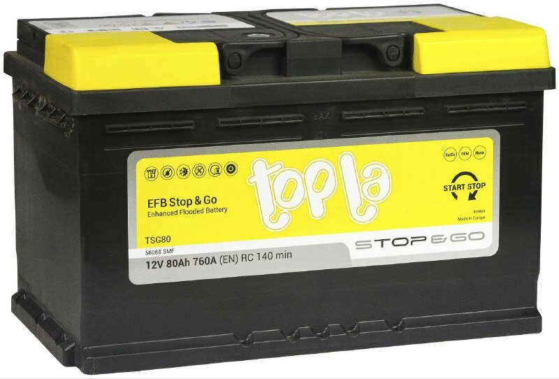 Аккумулятор Topla EFB Stop&Go 80 А.ч Обратная полярность (112080)