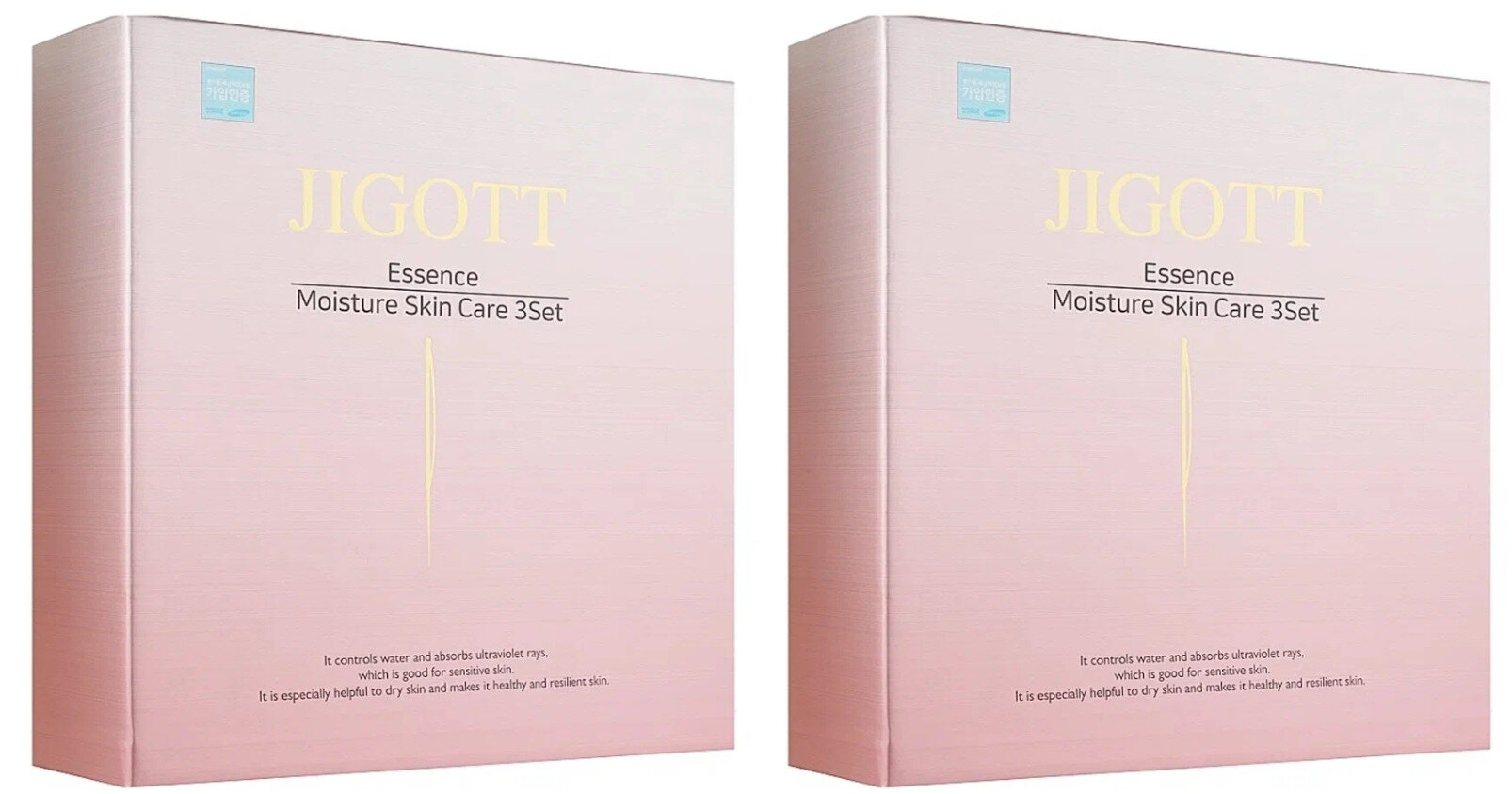 Набор уходовый увлажняющий Jigott Essence Moisture Skin Care 3 Set, тонер 150 мл + 30 мл, лосьон 150 мл + 30 мл, крем 50 мл, 2 уп