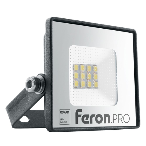 Прожектор светодиодный ДО-10w 6400К 900Лм IP65 черный Feron.PRO | код 41537 | FERON (4шт.в упак.)