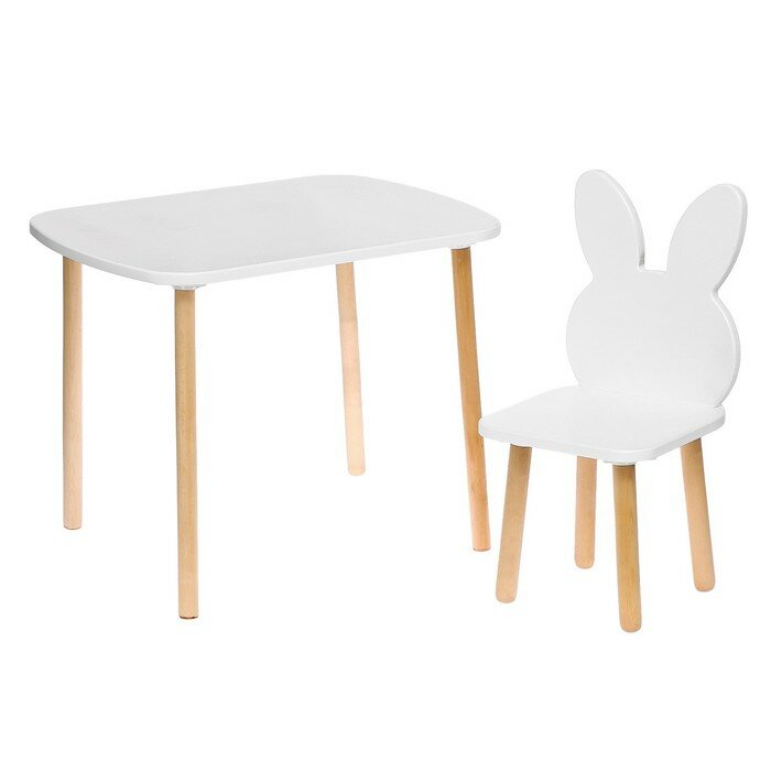 Набор детский «Белые ушки», стол + стул - фотография № 1