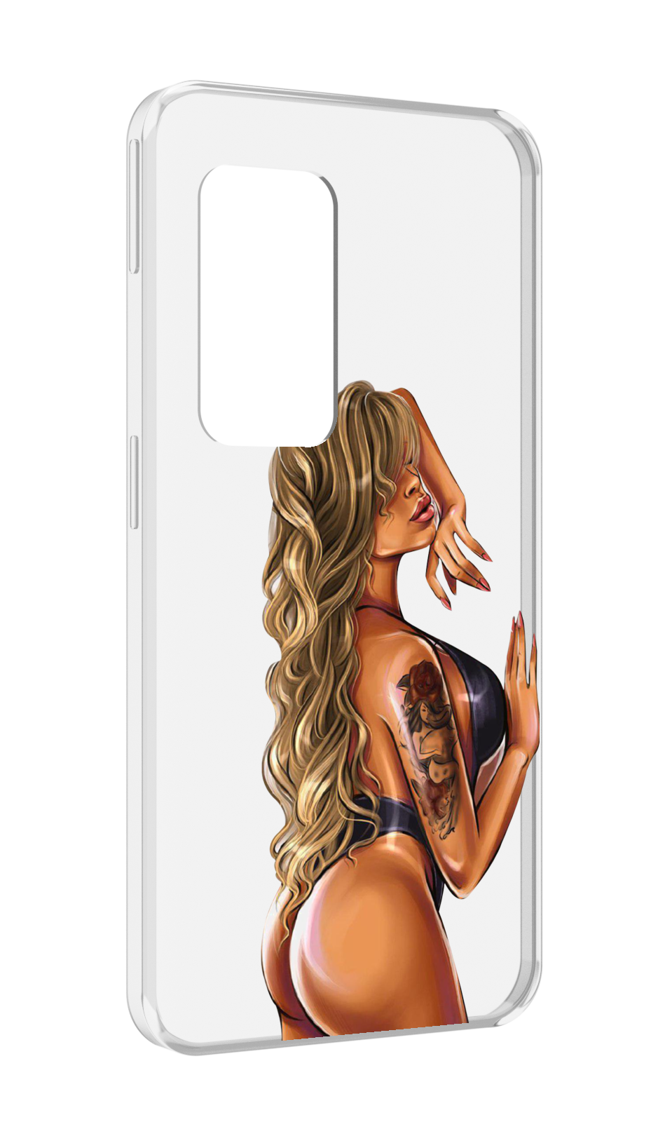 Чехол MyPads девушка-в-черном-кожаном-купальнике женский для UleFone Power Armor X11 Pro задняя-панель-накладка-бампер