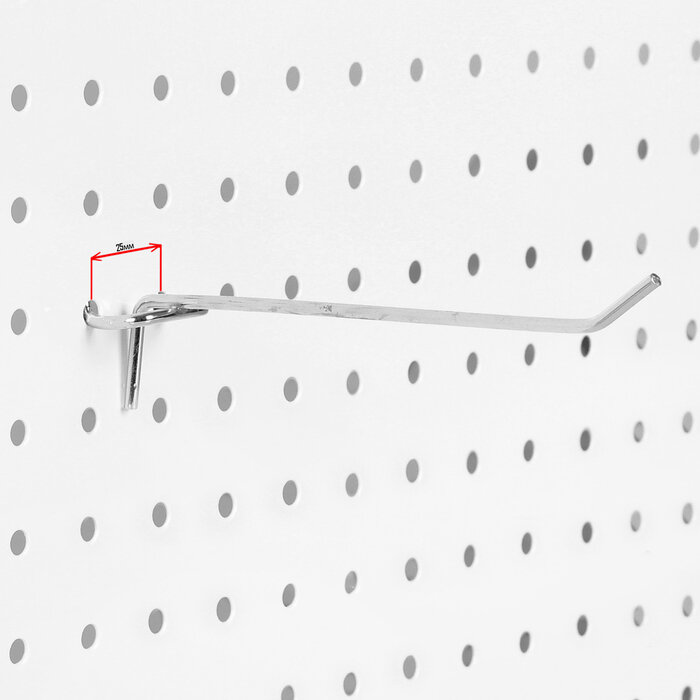 Крючок одинарный для металлической перфорированной панели, d=3,5мм, L=5,5, цвет хром - фотография № 2