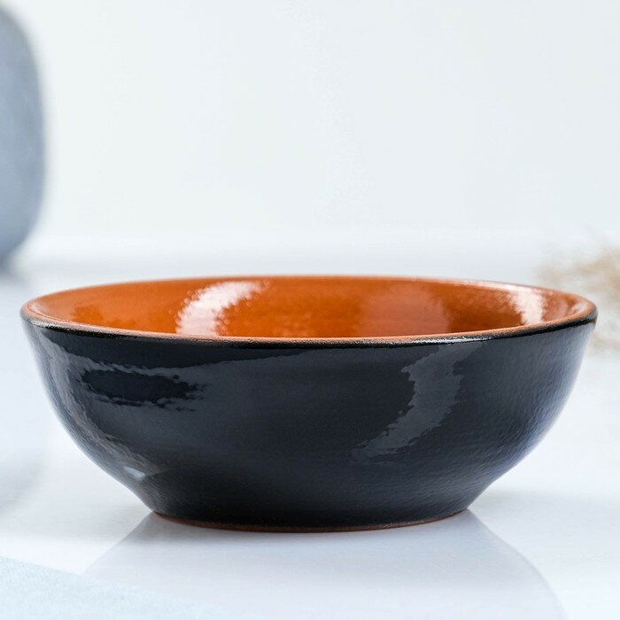 Набор посуды "Вятская керамика" 2,5л + 4х0,5л + ложка, черный - фотография № 5