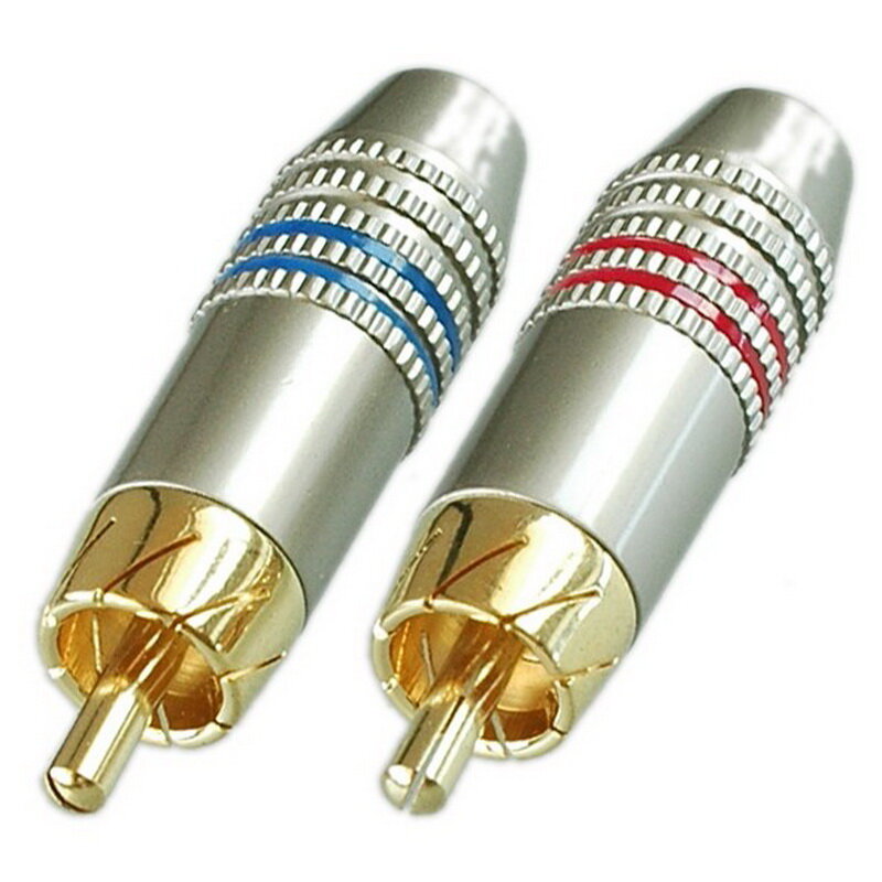 фото Разъем RCA штекер металл на кабель, красный и синий (YX), Gold, Pro Legend