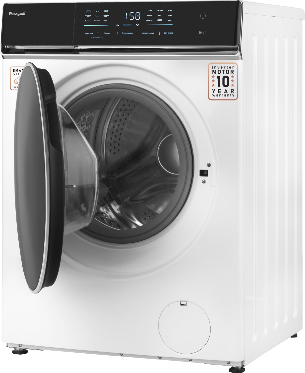 Стиральная машина полноразмерная Weissgauff WM 779 Diamond Inverter Steam, с фронтальной загрузкой, 10кг, 1400об/мин (430999) - фото №14