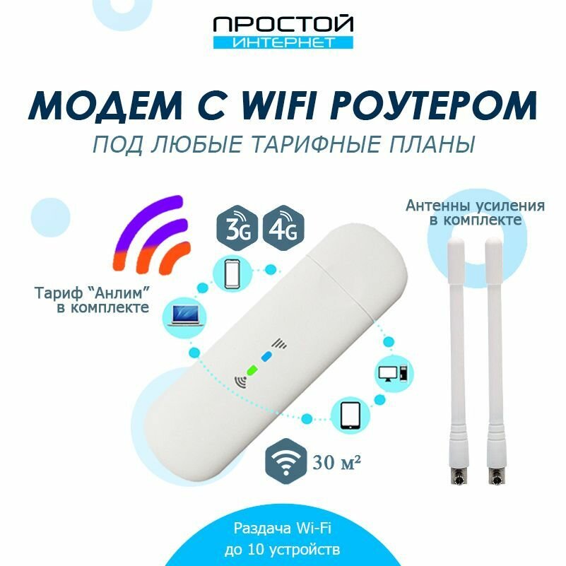 Модем с WiFi от ZTE и безлимитным интернетом 4G за 990 руб/мес