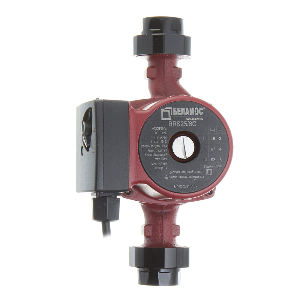 Циркуляционный насос для систем отопления Belamos BRS25/6G (25/6g) DN25 подъем 6 м 180 мм с гайками