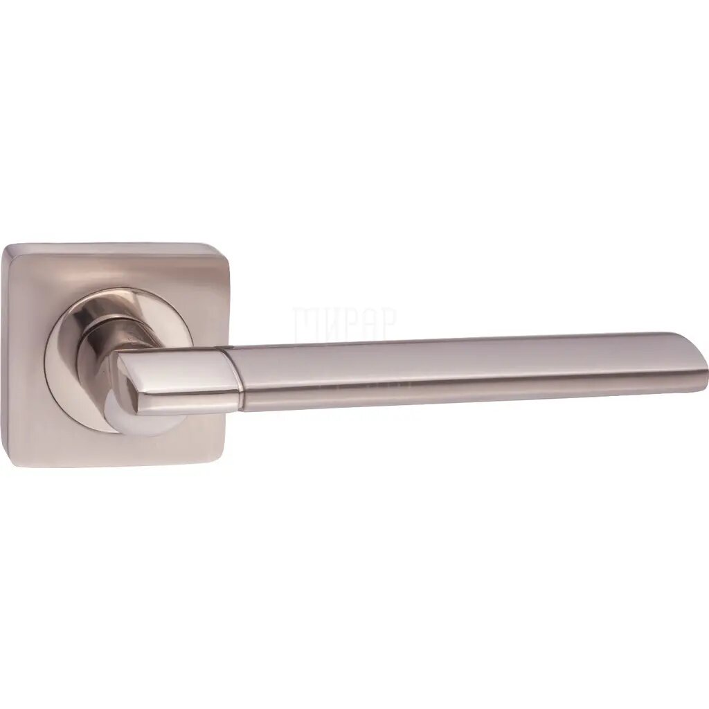 Ручка дверная"Марчелло" INDH 57-02 на квадратной розетке никель матовый/никель блестящий