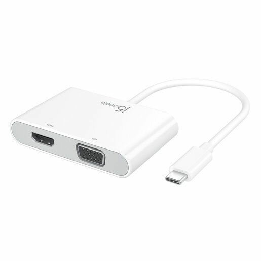 Переходник j5create USB-C на HDMI и VGA с USB Type-A 3.0/Power Delivery.