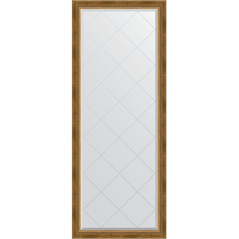 Зеркало Evoform Exclusive-G Floor 198х78 BY 6303 с гравировкой в багетной раме - Состаренная бронза с плетением 70 мм