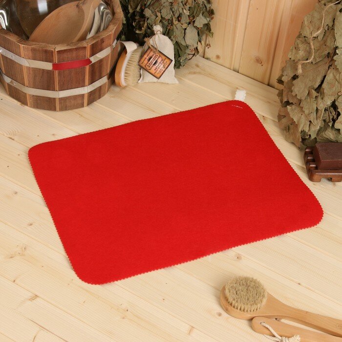 фото Коврик для бани "Прямоугольник" красный