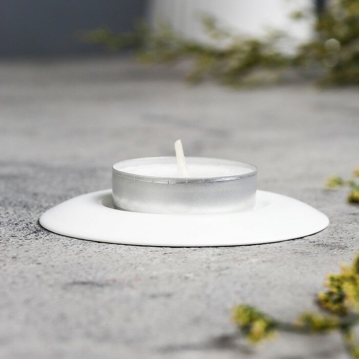 Подсвечник металл для чайной свечи, 7,5 см, белый - фотография № 1