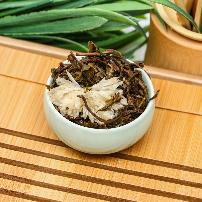 Китайский связанный зеленый чай, 50 г, хризантема - фотография № 4