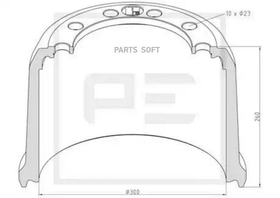 PE AUTOMOTIVE 04642800A 046.428-00A_барабан тормозной !300x200/209 H=260 d=190/225 n=10x23\BPW