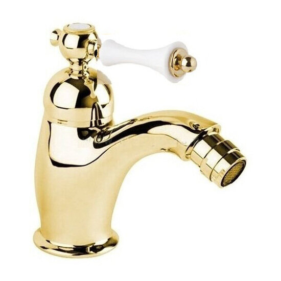 Смеситель для биде Cezares Margot золото, ручка белая (MARGOT-BSM1-03/24-Bi)