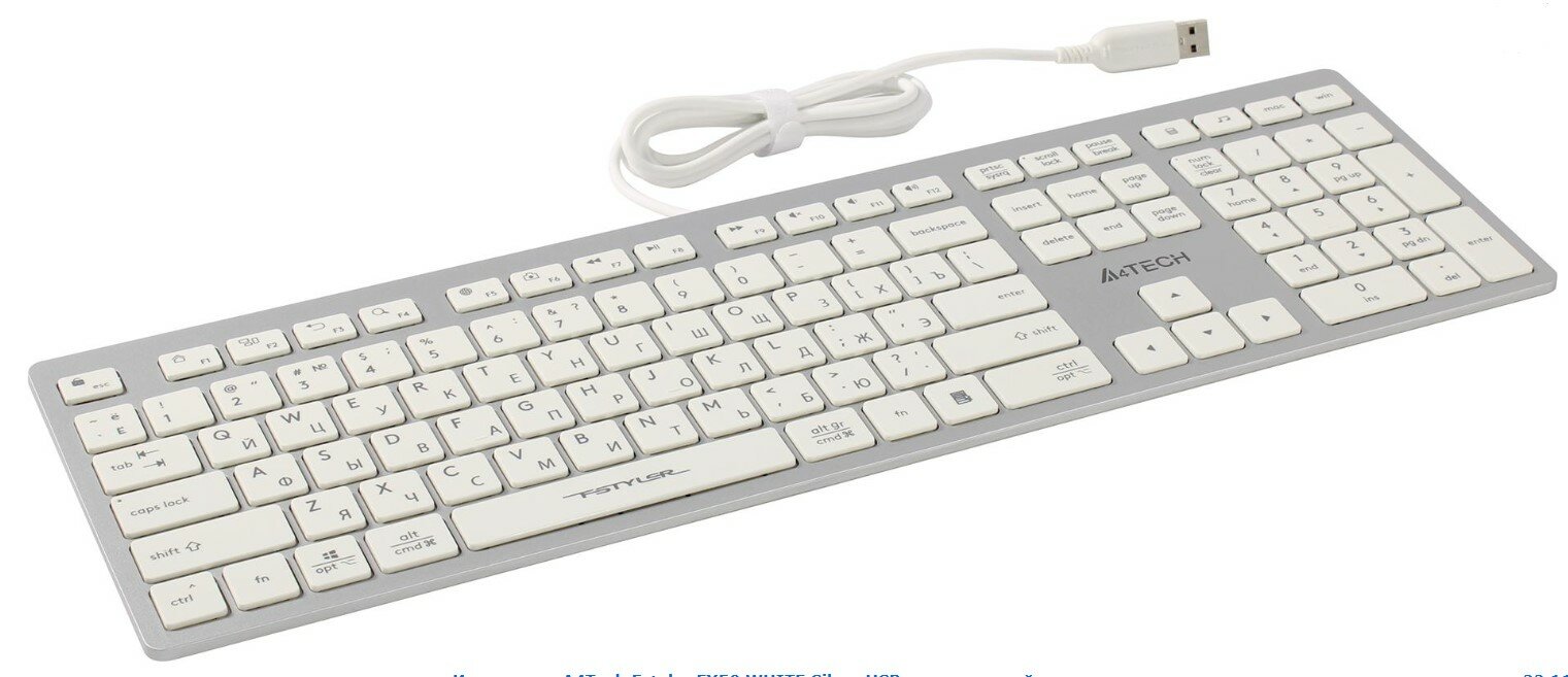 Клавиатура A4Tech Fstyler FX50 slim, USB, белый