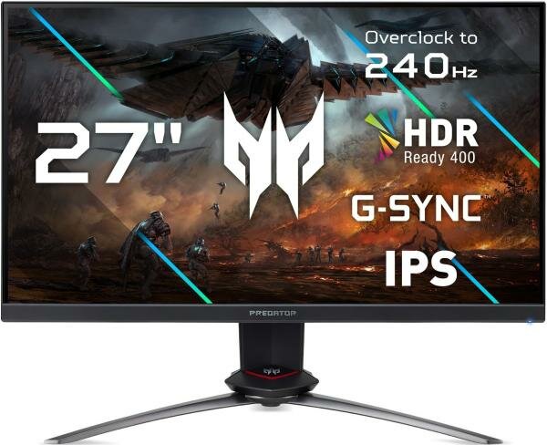 Монитор 27 Acer Gaming Predator XB273UNXbmiiprzx Black (IPS, LED, Wide, 2560x1440, 275Hz, 1ms, 178°/178°, 400 cd/m, 100