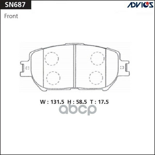 Дисковые тормозные колодки передние ADVICS SN687 (4 шт.)